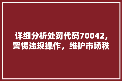 详细分析处罚代码70042,警惕违规操作，维护市场秩序