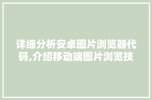 详细分析安卓图片浏览器代码,介绍移动端图片浏览技术的奥秘