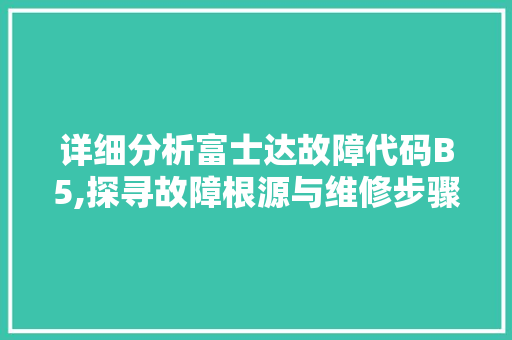 详细分析富士达故障代码B5,探寻故障根源与维修步骤