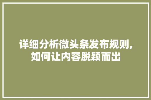 详细分析微头条发布规则,如何让内容脱颖而出