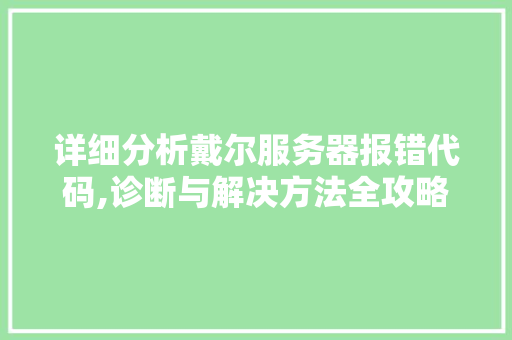 详细分析戴尔服务器报错代码,诊断与解决方法全攻略