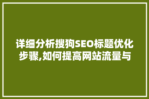 详细分析搜狗SEO标题优化步骤,如何提高网站流量与排名