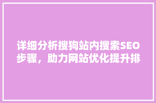 详细分析搜狗站内搜索SEO步骤，助力网站优化提升排名