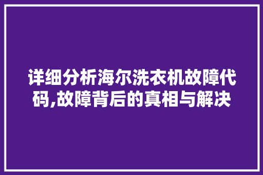 详细分析海尔洗衣机故障代码,故障背后的真相与解决之路