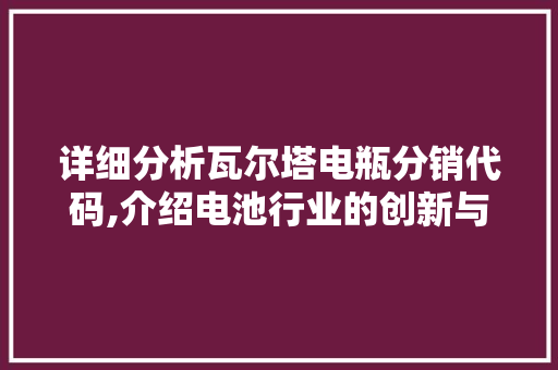 详细分析瓦尔塔电瓶分销代码,介绍电池行业的创新与发展