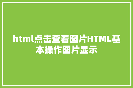 html点击查看图片HTML基本操作图片显示 GraphQL