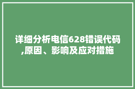 详细分析电信628错误代码,原因、影响及应对措施