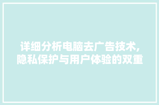 详细分析电脑去广告技术,隐私保护与用户体验的双重优化