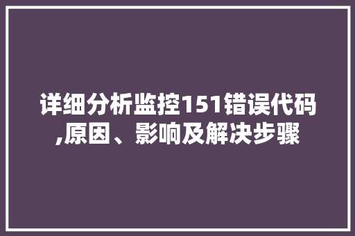 详细分析监控151错误代码,原因、影响及解决步骤