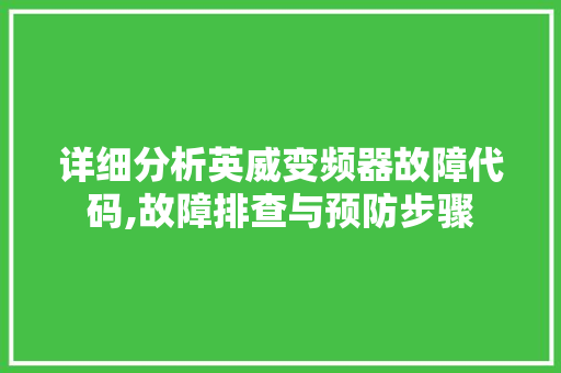 详细分析英威变频器故障代码,故障排查与预防步骤