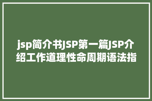 jsp简介书JSP第一篇JSP介绍工作道理性命周期语法指令修订版 GraphQL