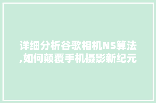 详细分析谷歌相机NS算法,如何颠覆手机摄影新纪元