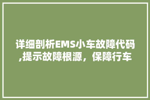 详细剖析EMS小车故障代码,提示故障根源，保障行车安全