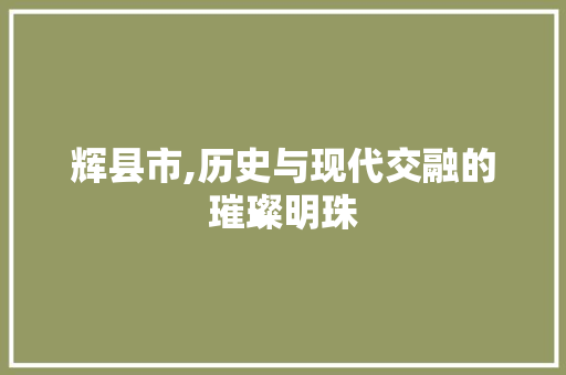 辉县市,历史与现代交融的璀璨明珠