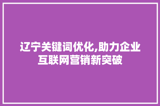 辽宁关键词优化,助力企业互联网营销新突破