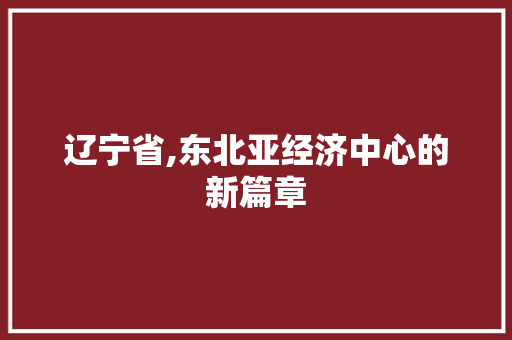 辽宁省,东北亚经济中心的新篇章