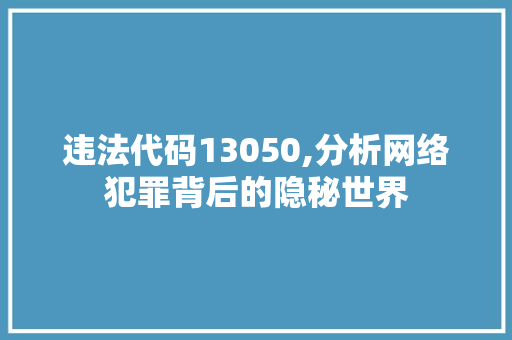 违法代码13050,分析网络犯罪背后的隐秘世界