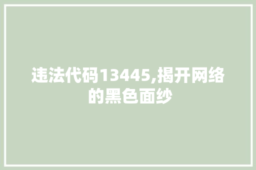 违法代码13445,揭开网络 的黑色面纱