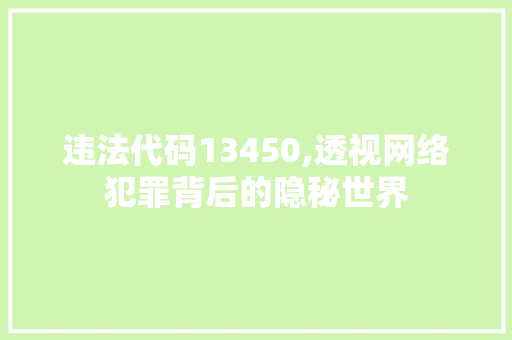 违法代码13450,透视网络犯罪背后的隐秘世界