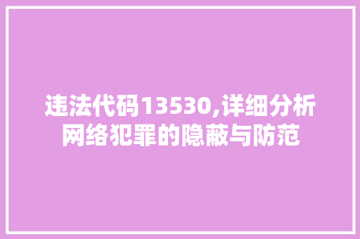 违法代码13530,详细分析网络犯罪的隐蔽与防范