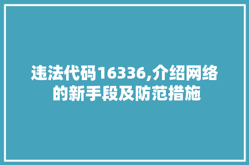 违法代码16336,介绍网络 的新手段及防范措施