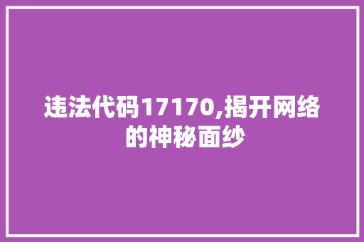 违法代码17170,揭开网络 的神秘面纱