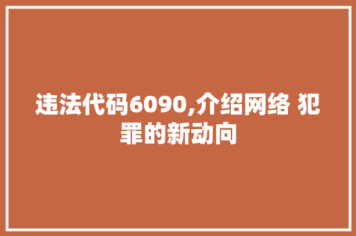 违法代码6090,介绍网络 犯罪的新动向