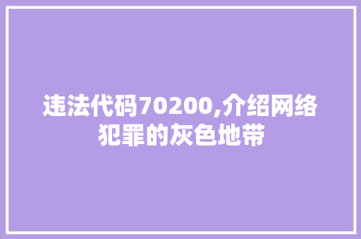 违法代码70200,介绍网络犯罪的灰色地带