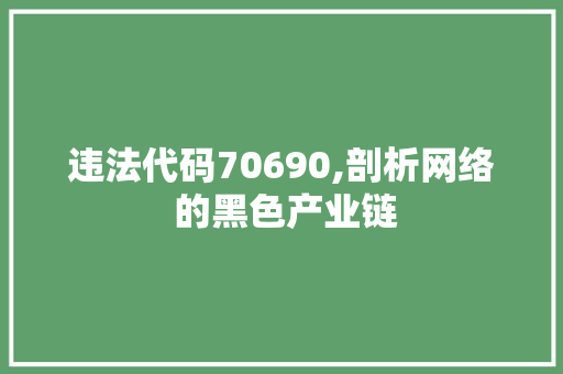 违法代码70690,剖析网络 的黑色产业链