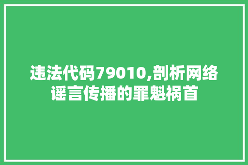 违法代码79010,剖析网络谣言传播的罪魁祸首