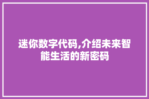 迷你数字代码,介绍未来智能生活的新密码