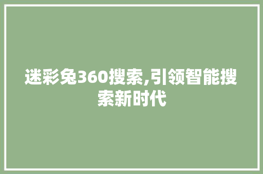 迷彩兔360搜索,引领智能搜索新时代