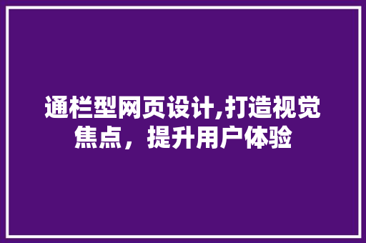 通栏型网页设计,打造视觉焦点，提升用户体验