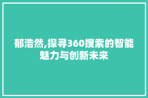 郁浩然,探寻360搜索的智能魅力与创新未来