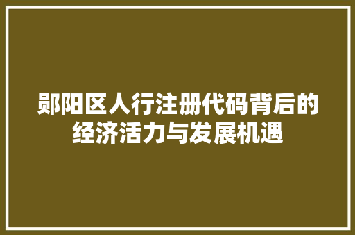 郧阳区人行注册代码背后的经济活力与发展机遇