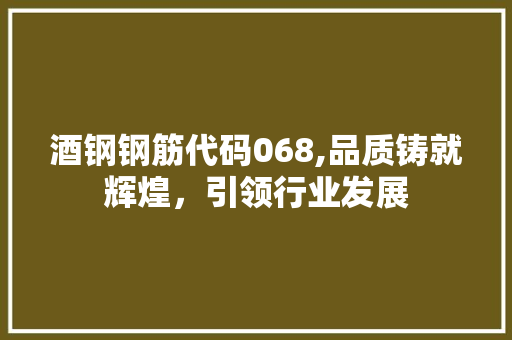 酒钢钢筋代码068,品质铸就辉煌，引领行业发展