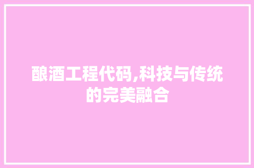 酿酒工程代码,科技与传统的完美融合