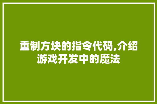 重制方块的指令代码,介绍游戏开发中的魔法