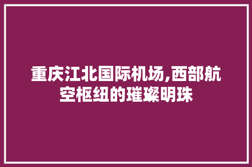 重庆江北国际机场,西部航空枢纽的璀璨明珠