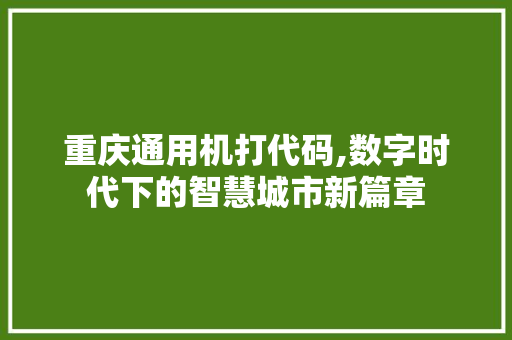 重庆通用机打代码,数字时代下的智慧城市新篇章