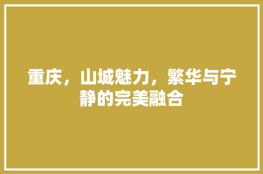 重庆，山城魅力，繁华与宁静的完美融合