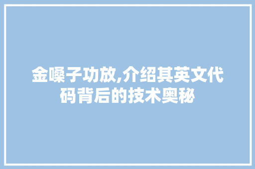 金嗓子功放,介绍其英文代码背后的技术奥秘