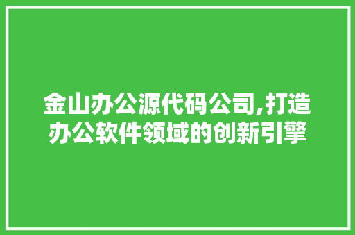 金山办公源代码公司,打造办公软件领域的创新引擎