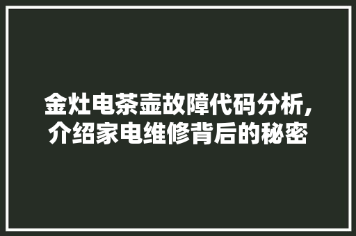 金灶电茶壶故障代码分析,介绍家电维修背后的秘密