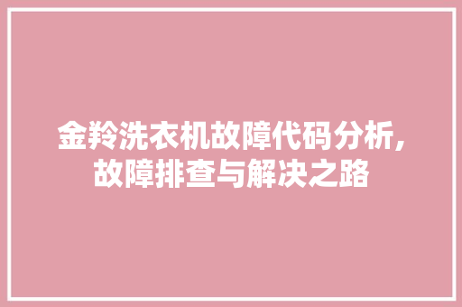 金羚洗衣机故障代码分析,故障排查与解决之路