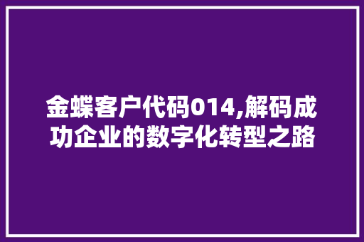 金蝶客户代码014,解码成功企业的数字化转型之路