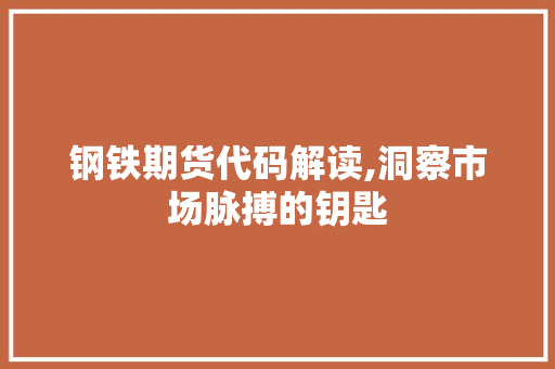 钢铁期货代码解读,洞察市场脉搏的钥匙