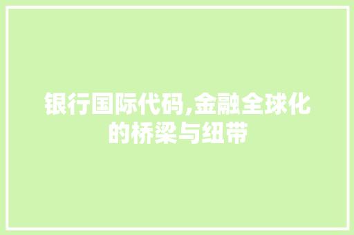 银行国际代码,金融全球化的桥梁与纽带