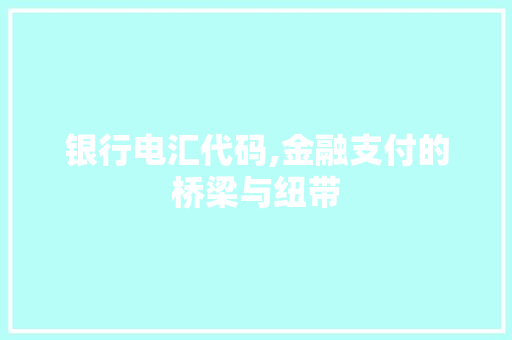 银行电汇代码,金融支付的桥梁与纽带