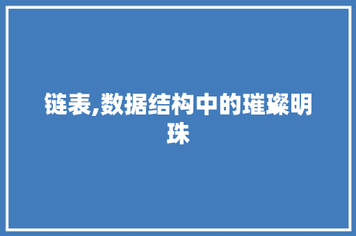 链表,数据结构中的璀璨明珠